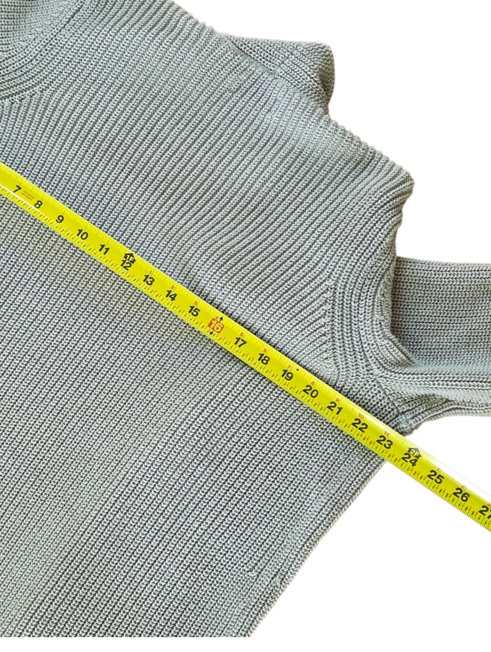 LOFT Open Long Cardigan Sweater 100% Cotton Sage Green with Pockets XL - Picture 10 of 13